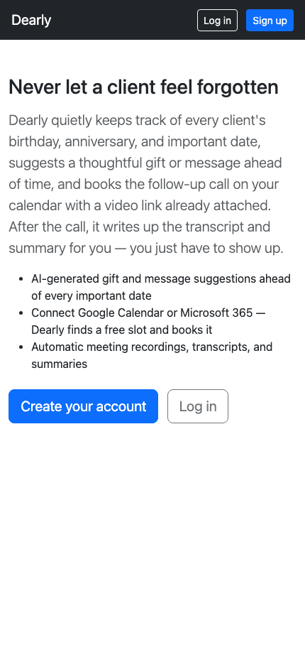 Dearly screenshot 1